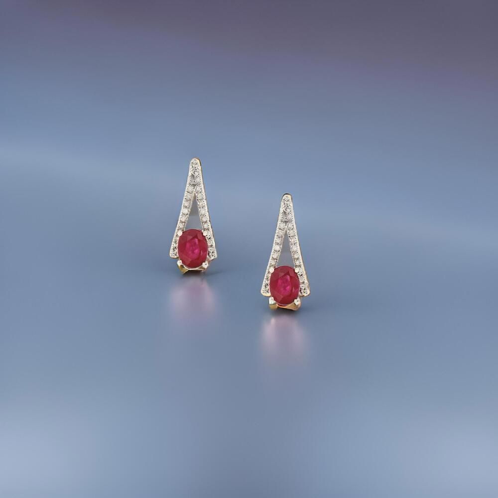 Natural Tourmaline Diamond Dangle Stud Earrings 0.75" 14k White Gold 215638